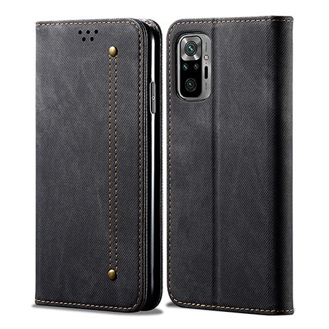 Funda de pano Cartera con Soporte para Xiaomi Redmi Note 10 4G Negro