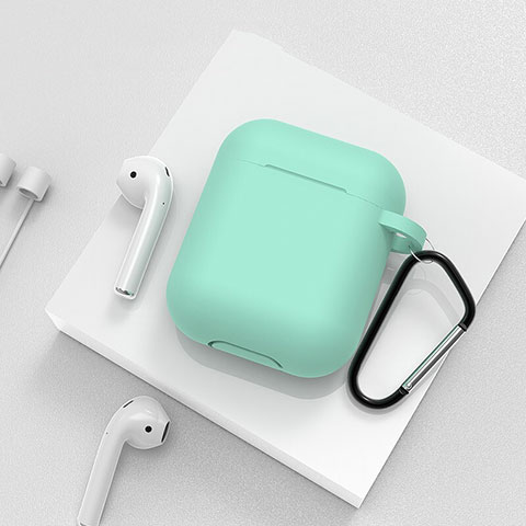 Funda de Silicona con Mosqueton Enchufe para AirPods Carcasa de Carga C02 Verde