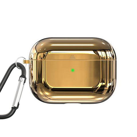 Funda de Silicona con Mosqueton Enchufe para AirPods Pro Carcasa de Carga C01 Oro