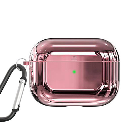 Funda de Silicona con Mosqueton Enchufe para AirPods Pro Carcasa de Carga C01 Oro Rosa