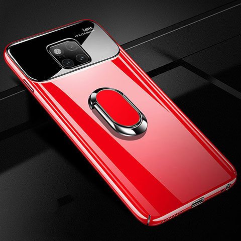 Funda Dura Plastico Rigida Carcasa Espejo 360 Grados con Magnetico Anillo de dedo Soporte para Huawei Mate 20 Rojo