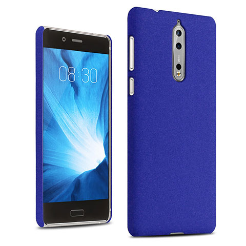 Funda Dura Plastico Rigida Carcasa Fino Arenisca para Nokia 8 Azul