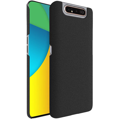 Funda Dura Plastico Rigida Carcasa Fino Arenisca para Samsung Galaxy A80 Negro