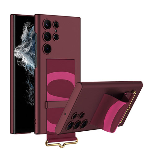 Funda Dura Plastico Rigida Carcasa Mate AC1 para Samsung Galaxy S22 Ultra 5G Rojo Rosa