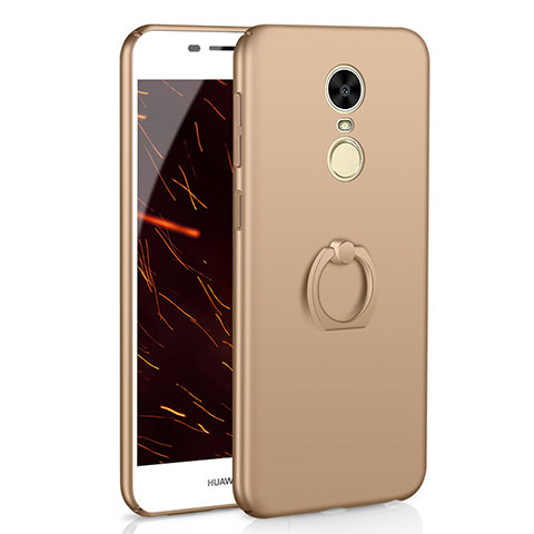 Funda Dura Plastico Rigida Carcasa Mate con Anillo de dedo Soporte A01 para Huawei Enjoy 6 Oro