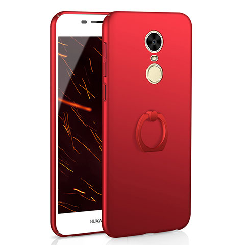 Funda Dura Plastico Rigida Carcasa Mate con Anillo de dedo Soporte A01 para Huawei Enjoy 6 Rojo