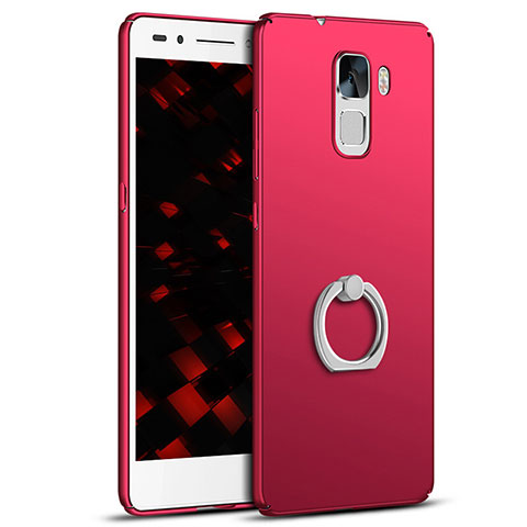Funda Dura Plastico Rigida Carcasa Mate con Anillo de dedo Soporte A01 para Huawei Honor 7 Dual SIM Rojo