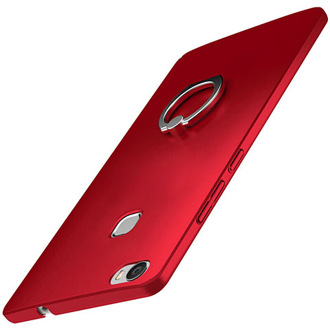 Funda Dura Plastico Rigida Carcasa Mate con Anillo de dedo Soporte A01 para Huawei Honor V8 Max Rojo