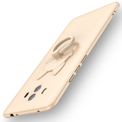 Funda Dura Plastico Rigida Carcasa Mate con Anillo de dedo Soporte A01 para Huawei Mate 10 Oro