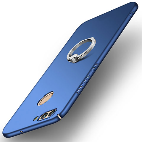 Funda Dura Plastico Rigida Carcasa Mate con Anillo de dedo Soporte A01 para Huawei Nova 2 Azul