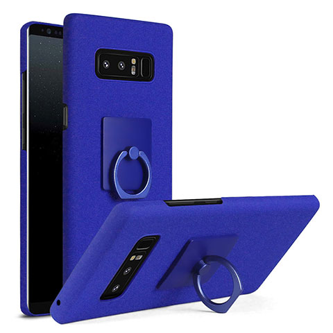 Funda Dura Plastico Rigida Carcasa Mate con Anillo de dedo Soporte A01 para Samsung Galaxy Note 8 Azul