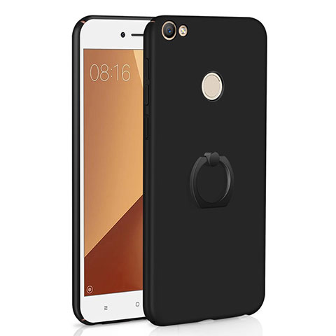 Funda Dura Plastico Rigida Carcasa Mate con Anillo de dedo Soporte A01 para Xiaomi Redmi Note 5A Prime Negro