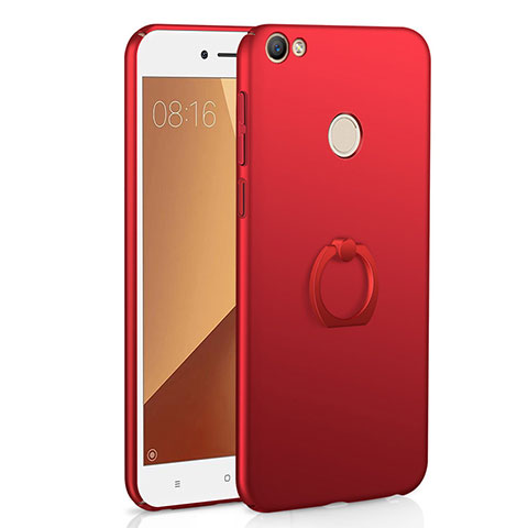 Funda Dura Plastico Rigida Carcasa Mate con Anillo de dedo Soporte A01 para Xiaomi Redmi Note 5A Pro Rojo
