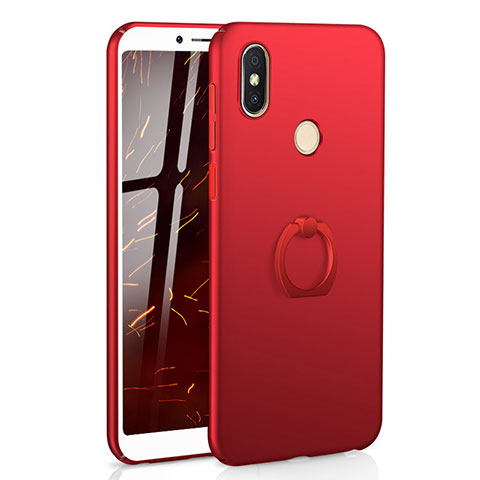 Funda Dura Plastico Rigida Carcasa Mate con Anillo de dedo Soporte A01 para Xiaomi Redmi Y2 Rojo