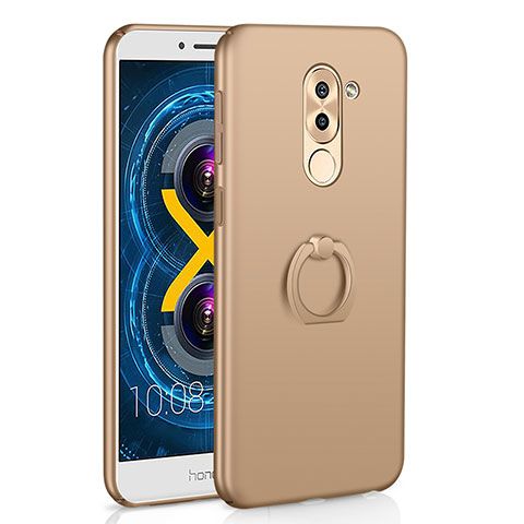 Funda Dura Plastico Rigida Carcasa Mate con Anillo de dedo Soporte A02 para Huawei Honor 6X Oro