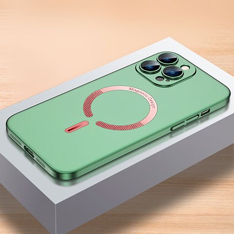 Funda Dura Plastico Rigida Carcasa Mate con Mag-Safe Magnetic QC1 para Apple iPhone 14 Pro Verde