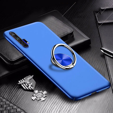 Funda Dura Plastico Rigida Carcasa Mate con Magnetico Anillo de dedo Soporte A01 para Huawei Honor 20 Pro Azul