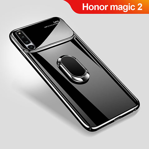Funda Dura Plastico Rigida Carcasa Mate con Magnetico Anillo de dedo Soporte A01 para Huawei Honor Magic 2 Negro