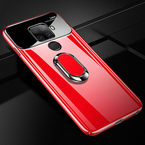 Funda Dura Plastico Rigida Carcasa Mate con Magnetico Anillo de dedo Soporte A01 para Huawei Nova 5z Rojo
