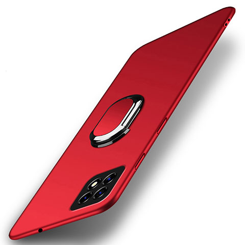 Funda Dura Plastico Rigida Carcasa Mate con Magnetico Anillo de dedo Soporte A01 para Oppo A53 5G Rojo