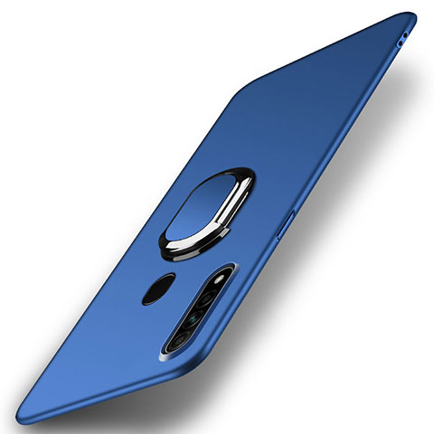 Funda Dura Plastico Rigida Carcasa Mate con Magnetico Anillo de dedo Soporte A01 para Oppo A8 Azul