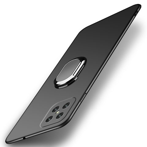 Funda Dura Plastico Rigida Carcasa Mate con Magnetico Anillo de dedo Soporte A01 para Oppo Reno4 Z 5G Negro