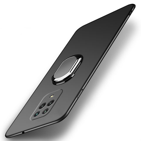 Funda Dura Plastico Rigida Carcasa Mate con Magnetico Anillo de dedo Soporte A02 para Xiaomi Redmi 10X Pro 5G Negro