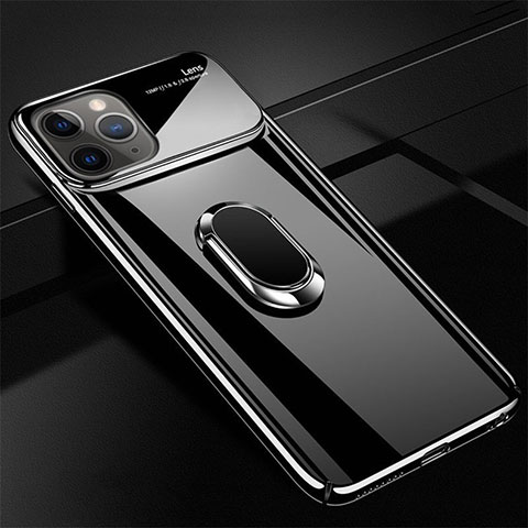 Funda Dura Plastico Rigida Carcasa Mate con Magnetico Anillo de dedo Soporte P01 para Apple iPhone 11 Pro Max Negro