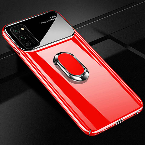 Funda Dura Plastico Rigida Carcasa Mate con Magnetico Anillo de dedo Soporte P01 para Huawei Honor V30 Pro 5G Rojo