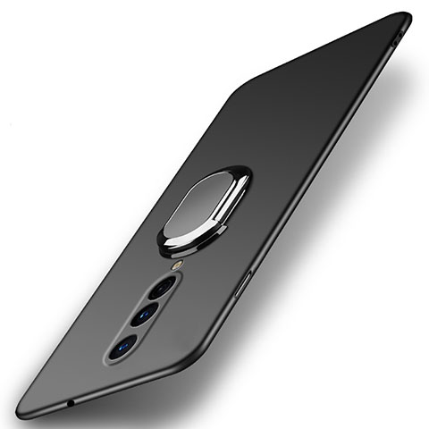 Funda Dura Plastico Rigida Carcasa Mate con Magnetico Anillo de dedo Soporte P01 para OnePlus 8 Negro