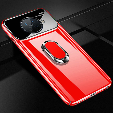 Funda Dura Plastico Rigida Carcasa Mate con Magnetico Anillo de dedo Soporte P01 para Oppo Ace2 Rojo