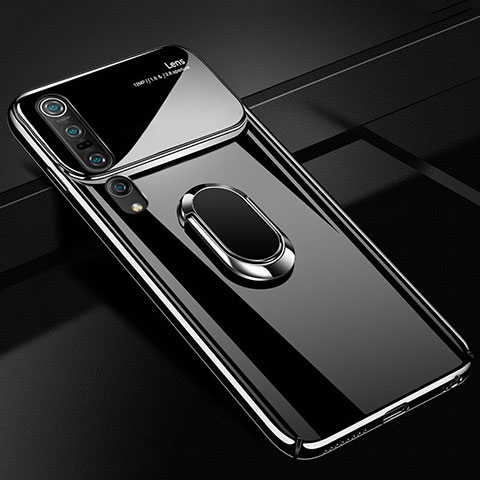 Funda Dura Plastico Rigida Carcasa Mate con Magnetico Anillo de dedo Soporte P01 para Xiaomi Mi 10 Pro Negro