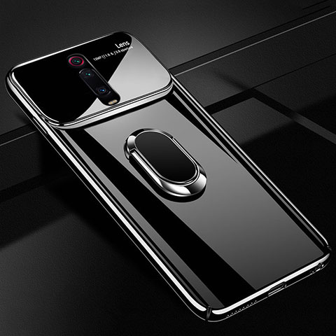 Funda Dura Plastico Rigida Carcasa Mate con Magnetico Anillo de dedo Soporte P01 para Xiaomi Mi 9T Pro Negro