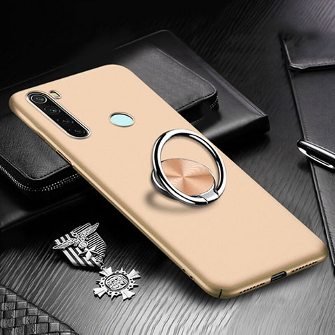 Funda Dura Plastico Rigida Carcasa Mate con Magnetico Anillo de dedo Soporte P01 para Xiaomi Redmi Note 8 Oro
