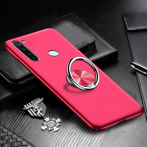 Funda Dura Plastico Rigida Carcasa Mate con Magnetico Anillo de dedo Soporte P01 para Xiaomi Redmi Note 8 Rojo