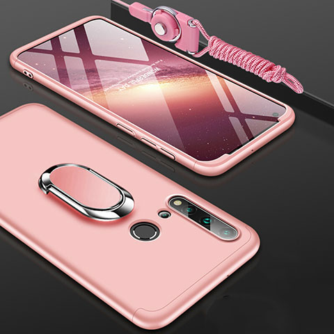 Funda Dura Plastico Rigida Carcasa Mate con Magnetico Anillo de dedo Soporte P02 para Huawei Nova 5i Oro Rosa