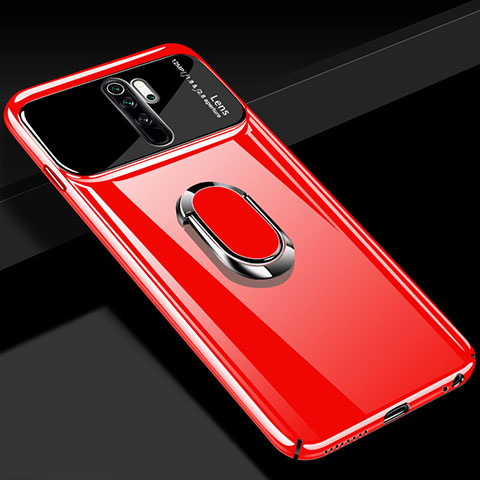 Funda Dura Plastico Rigida Carcasa Mate con Magnetico Anillo de dedo Soporte P02 para Xiaomi Redmi Note 8 Pro Rojo