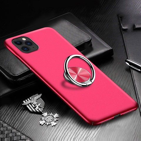 Funda Dura Plastico Rigida Carcasa Mate con Magnetico Anillo de dedo Soporte P03 para Apple iPhone 11 Pro Rojo
