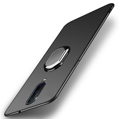 Funda Dura Plastico Rigida Carcasa Mate con Magnetico Anillo de dedo Soporte P03 para Oppo R17 Pro Negro