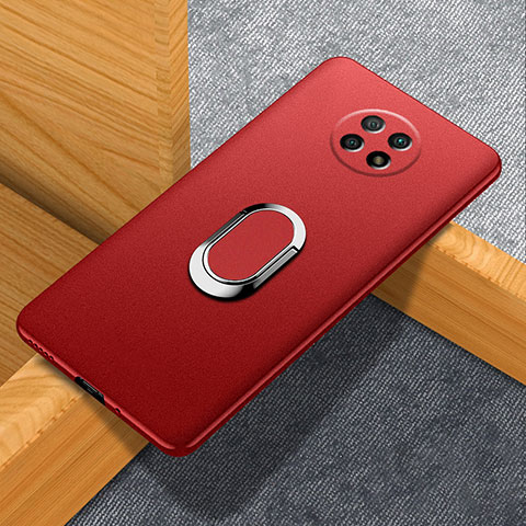 Funda Dura Plastico Rigida Carcasa Mate con Magnetico Anillo de dedo Soporte para Xiaomi Redmi Note 9T 5G Rojo