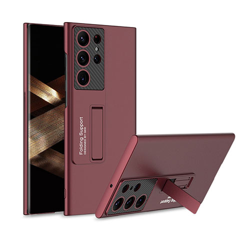 Funda Dura Plastico Rigida Carcasa Mate con Soporte AC1 para Samsung Galaxy S24 Ultra 5G Rojo
