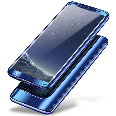 Funda Dura Plastico Rigida Carcasa Mate Frontal y Trasera 360 Grados A01 para Samsung Galaxy Note 8 Duos N950F Azul