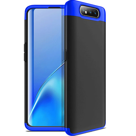 Funda Dura Plastico Rigida Carcasa Mate Frontal y Trasera 360 Grados C01 para Samsung Galaxy A80 Azul y Negro