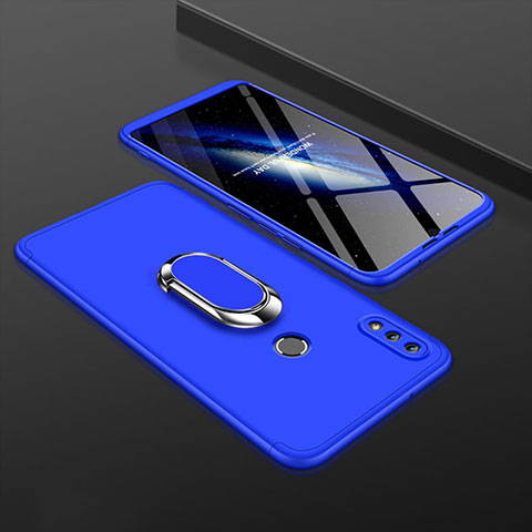 Funda Dura Plastico Rigida Carcasa Mate Frontal y Trasera 360 Grados con Anillo de dedo Soporte para Huawei Enjoy 9 Plus Azul