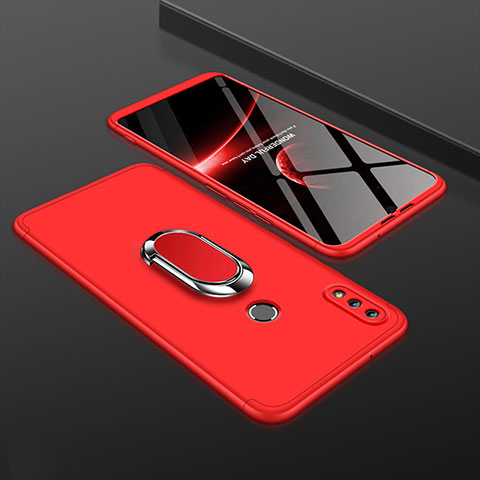 Funda Dura Plastico Rigida Carcasa Mate Frontal y Trasera 360 Grados con Anillo de dedo Soporte para Huawei Enjoy 9 Plus Rojo