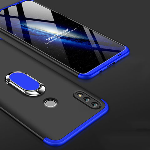 Funda Dura Plastico Rigida Carcasa Mate Frontal y Trasera 360 Grados con Anillo de dedo Soporte para Huawei Honor 10 Lite Azul y Negro