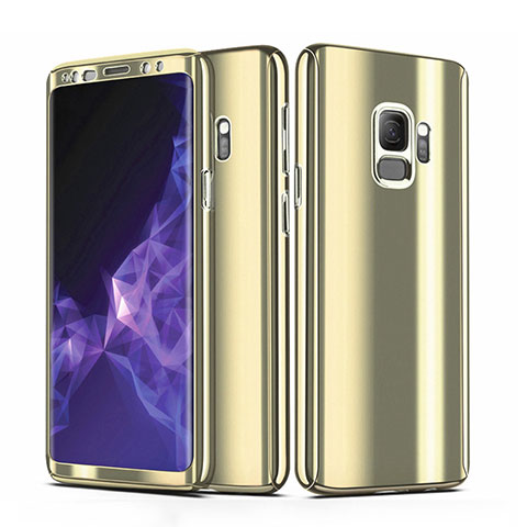 Funda Dura Plastico Rigida Carcasa Mate Frontal y Trasera 360 Grados Cover para Samsung Galaxy S9 Oro