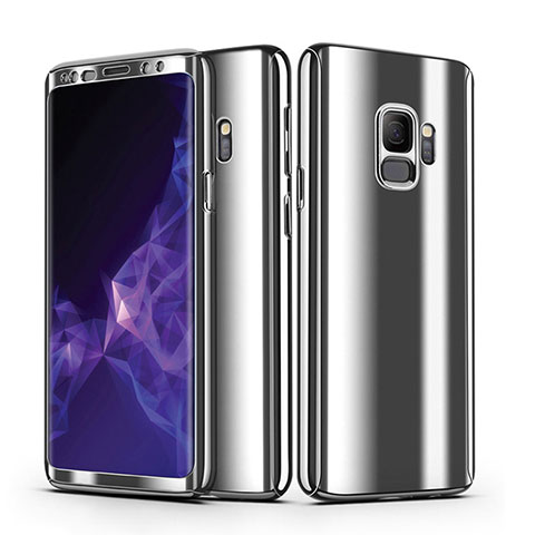 Funda Dura Plastico Rigida Carcasa Mate Frontal y Trasera 360 Grados Cover para Samsung Galaxy S9 Plata