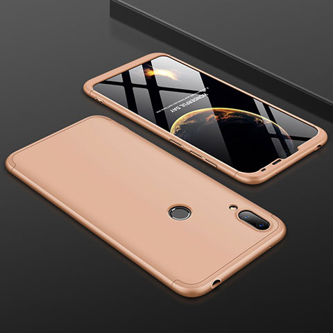 Funda Dura Plastico Rigida Carcasa Mate Frontal y Trasera 360 Grados M01 para Huawei Y7 (2019) Oro