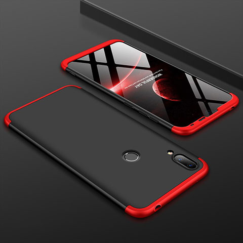 Funda Dura Plastico Rigida Carcasa Mate Frontal y Trasera 360 Grados M01 para Huawei Y7 (2019) Rojo y Negro